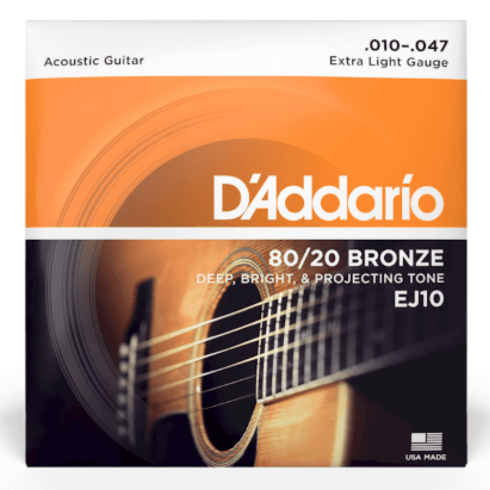 D’Addario EJ10-3D bronze acoustic guitar strings extra light 10-47 3 pack