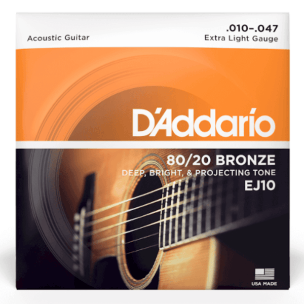 D’Addario EJ10-3D bronze acoustic guitar strings extra light 10-47 3 pack