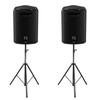     Pair of Q-Audio Free Stage 6 battery powered speakers with speaker stands