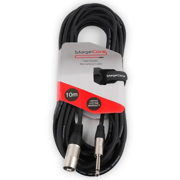 StageCore 10m Black Male XLR to Mono Jack Cable