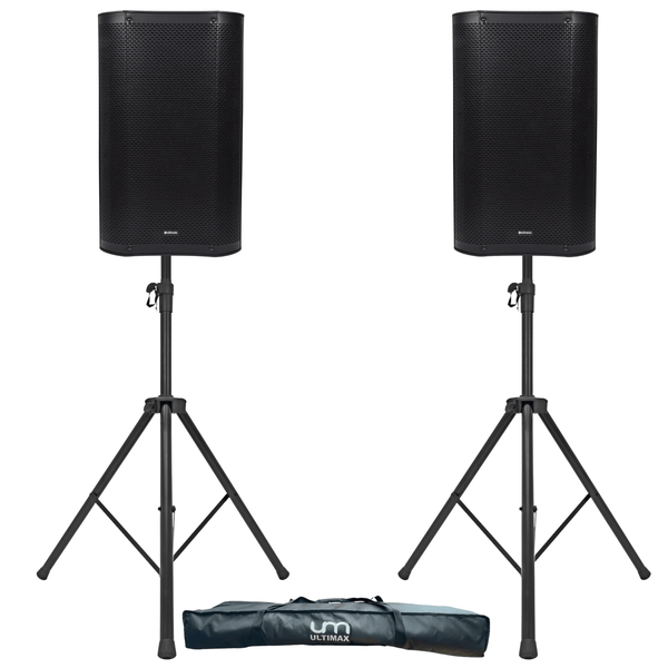 2 x Citronic CASA-12A Active Speakers with Stands