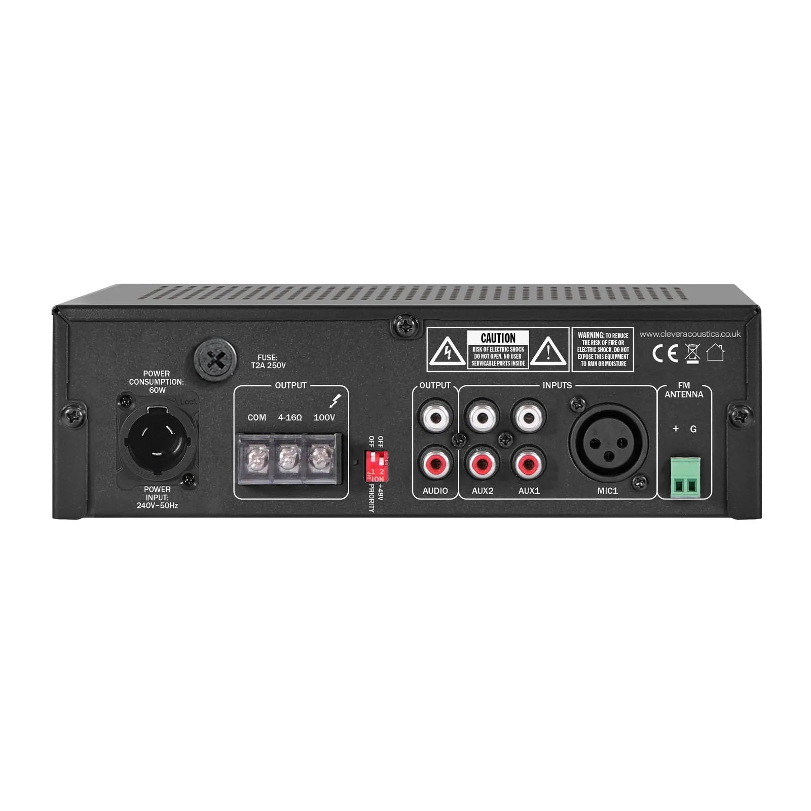 Clever Acoustics MA1060 60W 100V Mixer Amplifier with MP3, Bluetooth and FM Radio