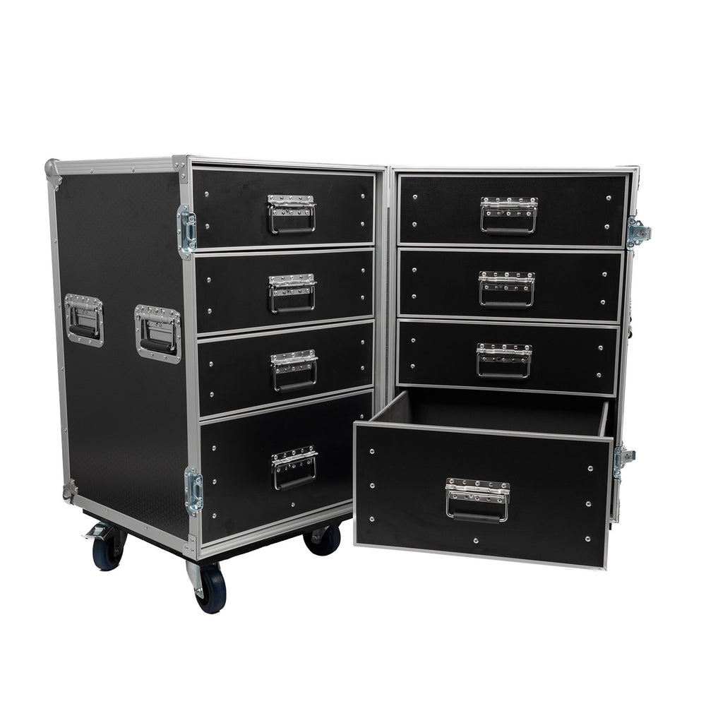 Elumen8 Eight Drawer Production Flight Case with eight drawers and castors