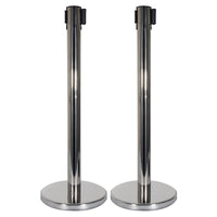 elumen8 Chrome Pole and Black Strap Retractable Barriers