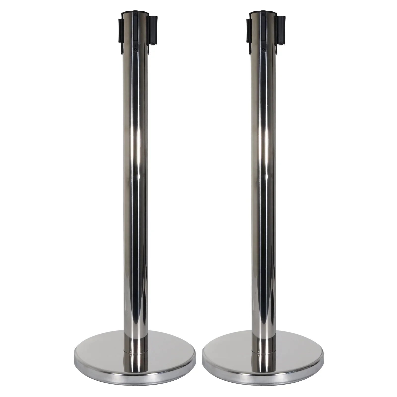 elumen8 Chrome Pole and Black Strap Retractable Barriers