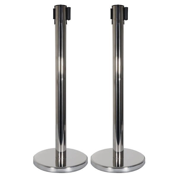 elumen8 Chrome Pole and Black Strap Retractable Barriers