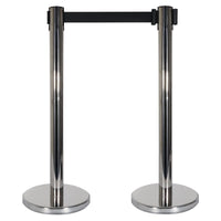 elumen8 Chrome Pole and Black Strap Retractable Barriers