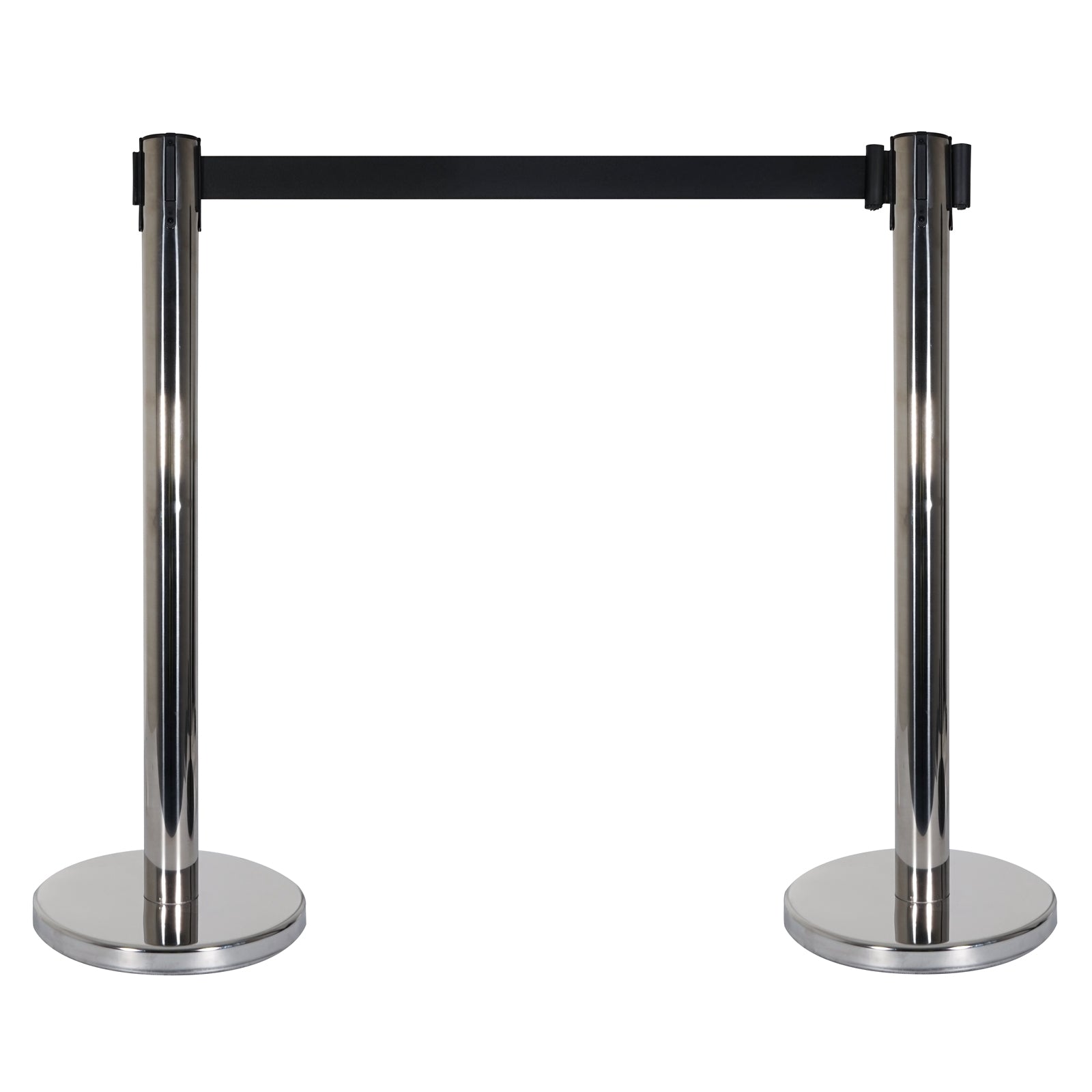 elumen8 Chrome Pole and Black Strap Retractable Barriers