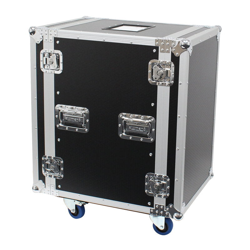 Elumen8 16U rack flight case with wheels and removable lids