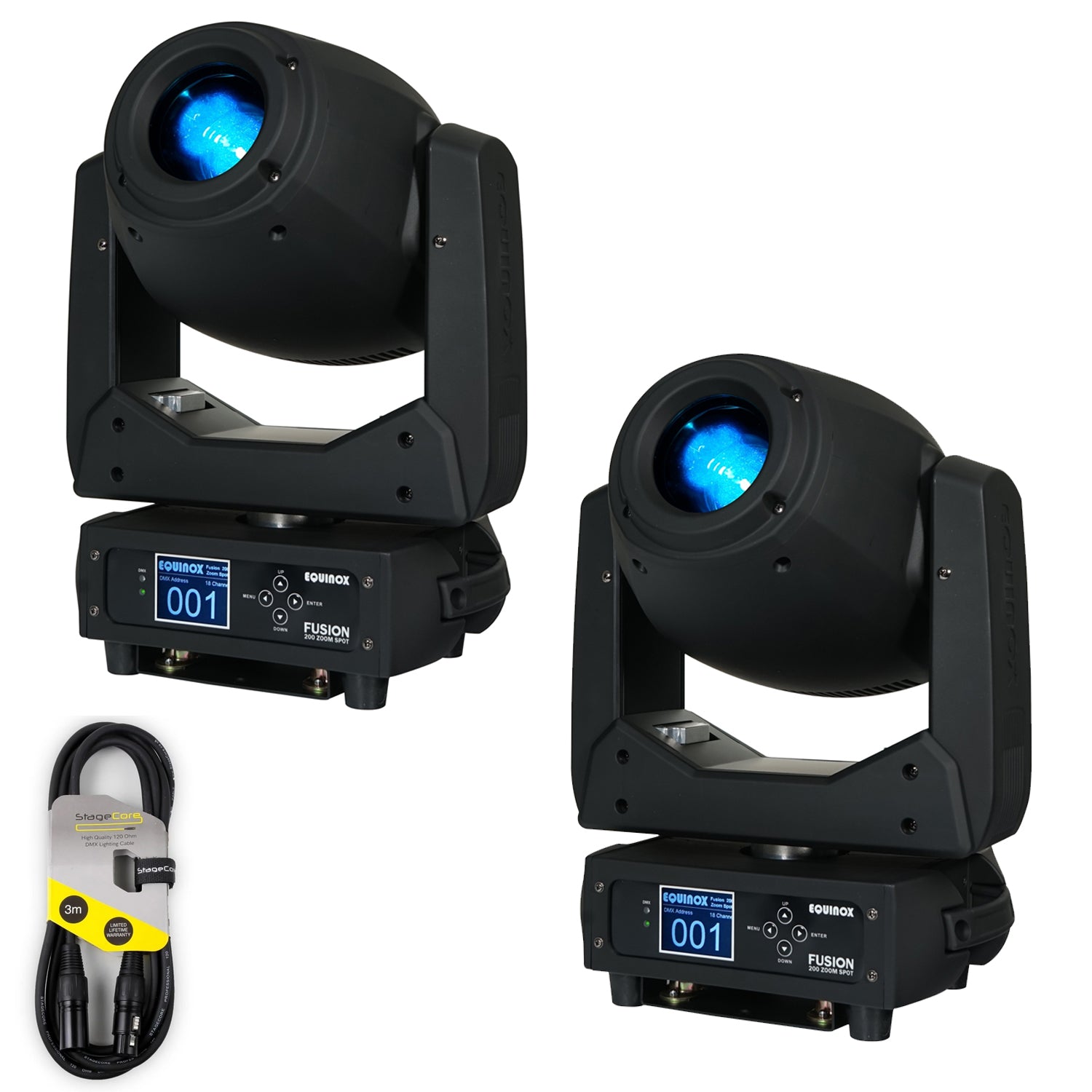 2 X Equinox Fusion 200 Zoom Spot With DMX Cable