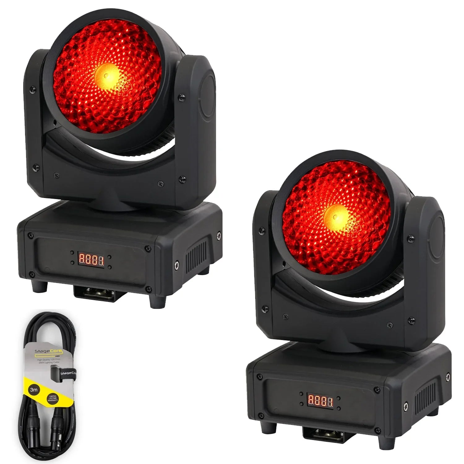2 x Equinox Fusion 120Q 120w COB RGBW LED Moving Head with DMX Cable