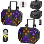 2 x Equinox Double Decker 24 x 10w RGBWAUV LED Wash Light With DMX Cable and Carry Bags