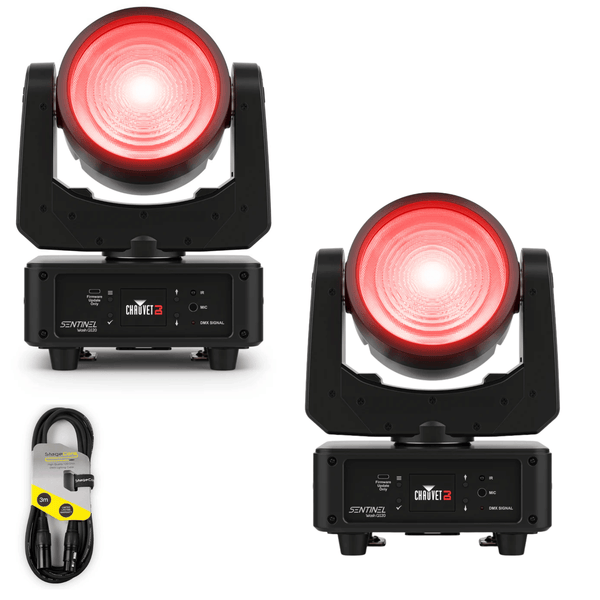 Two Chauvet DJ Sentinel Wash Q120 120W RGBW moving heads with DMX cable