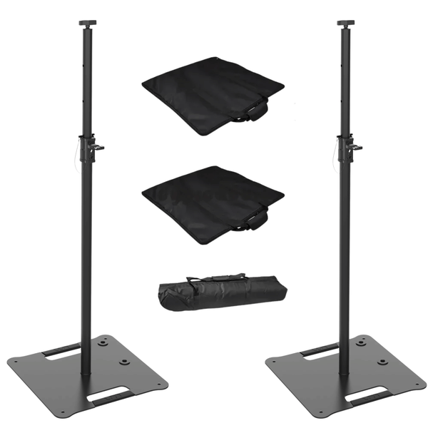 2 x Ultimax UTX 500 Black Square Base 35mm Speaker Lighting Stand With Carry Bags