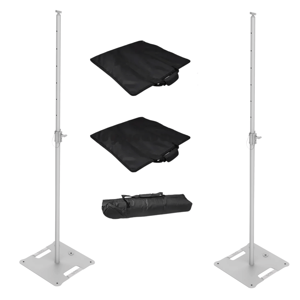 2 x Ultimax UTX 500WH White Square Base 35mm Speaker Lighting Stand