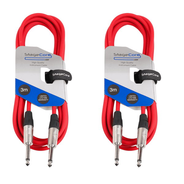 2 x Stagecore 3m Red Jack to Jack Lead