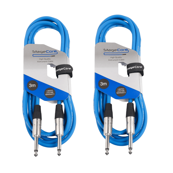 2 X Stagecore 3m Blue Jack to Jack Lead