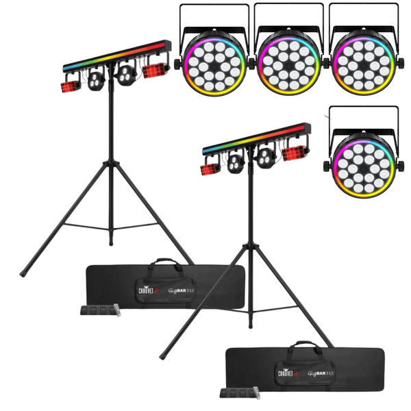 2 X Chauvet DJ GigBar 3 ILS 3-in-1 Lighting System With FX Par 6 Par Cans