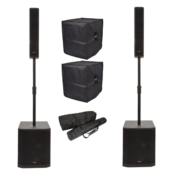 2 x Citronic Monolith MK3 Active Sub Column Array Speaker System With Carry Bags