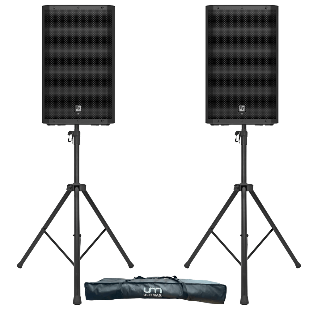 2 x Electro-Voice ZLX-12P G2 12" Active PA Speaker with Stands