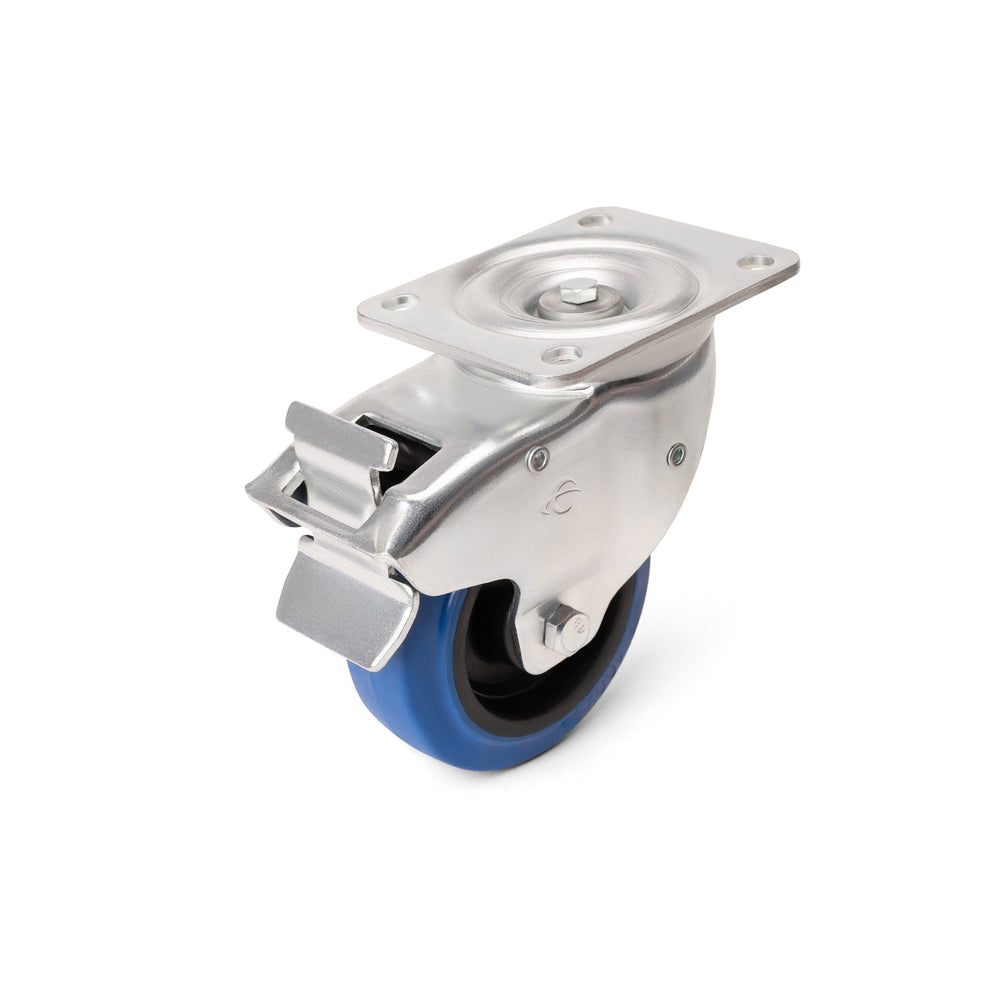 Penn Elcom W0985-AUTO 100mm automatic swivel braked castor with blue rubber wheel