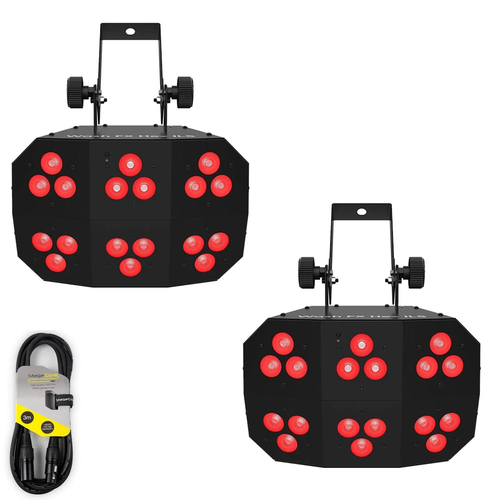 2 x Chauvet DJ Wash FX Hex ILS Multi-Effect Light With DMX Cable
