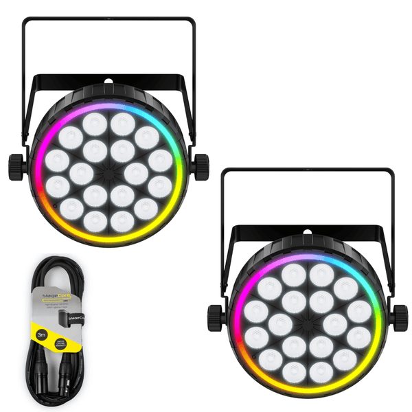 2x Chauvet DJ FXpar 6 RGBW LED Par Can lights with DMX cable bundle