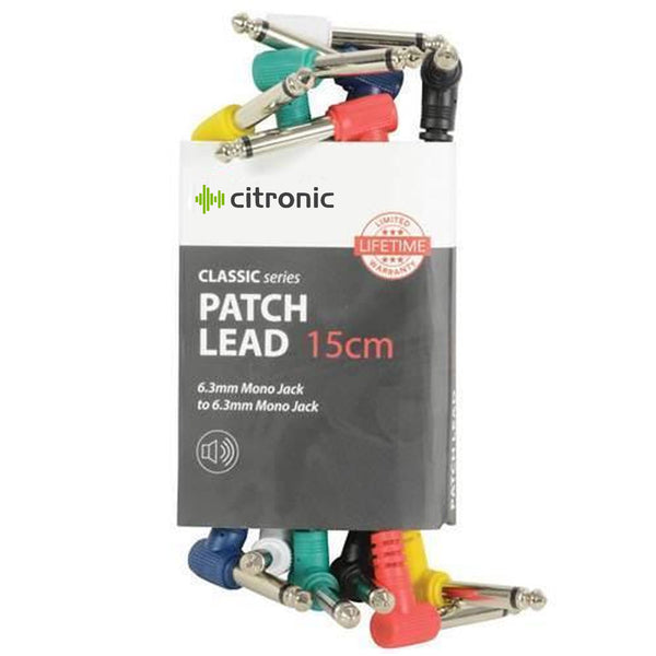 Citronic 6 x 15cm Multicolour Guitar Patch Leads