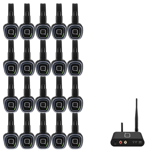 Q-Audio Silent Disco Bundle with 1 x Transmitter and 20 x Headphones