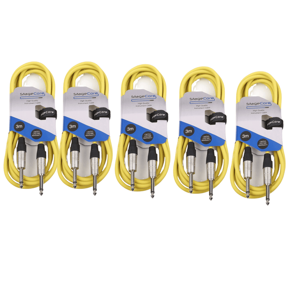 5 x Stagecore 3m Yellow Jack to Jack Lead