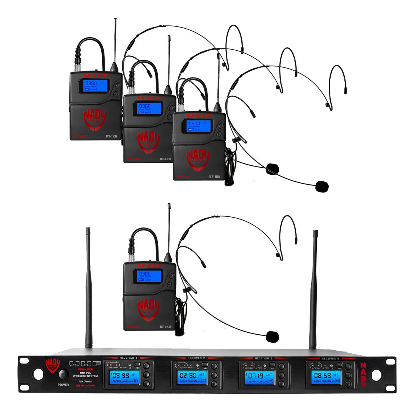 Nady 4W-1KU HM10-EU1 Quad True Diversity 1000-Channel Professional UHF Wireless System