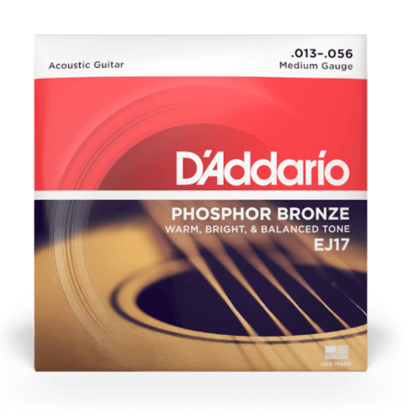 D'Addario Acoustic Guitar Strings EJ17-3D Medium 13-56 Phosphor Bronze 3 Pack