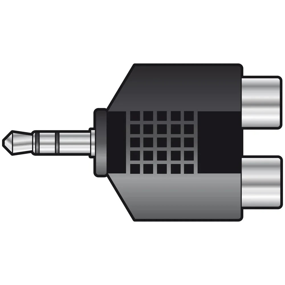QTX Adaptor 3.5mm Stereo Jack Plug - 2 RCA Phono Sockets