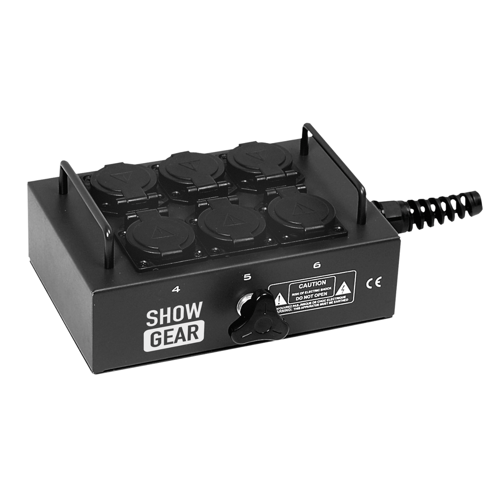 Showgear BO-6-PG 6 Schuko's with cable nut - 16 A max.