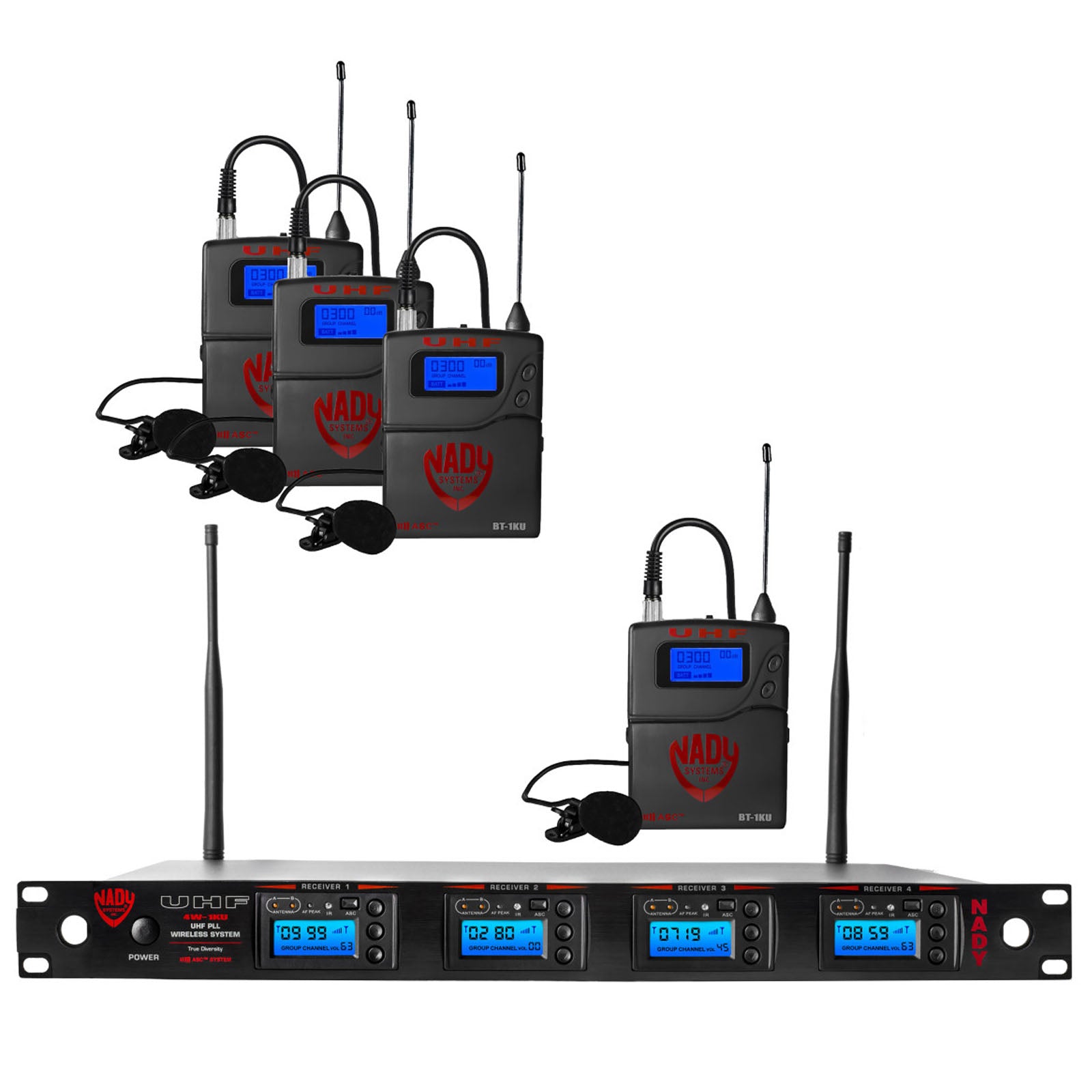 Nady 4W-1KU LT-EU1 Quad True Diversity 1000-Channel Professional UHF Wireless System