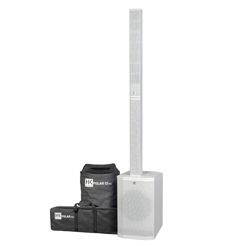 HK Audio Polar 12 MK2 White Column System portable PA speaker with sleek design, powerful sound, and compact column speakers for events and DJ