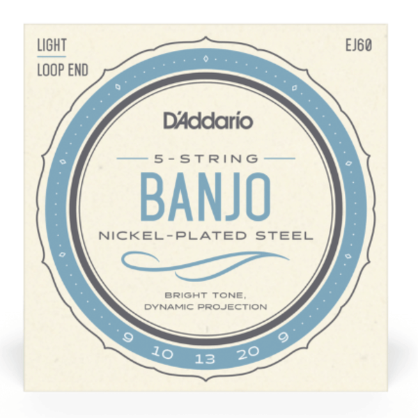 D'Addario EJ60 Banjo Guitar Strings Nickel Light 9-20