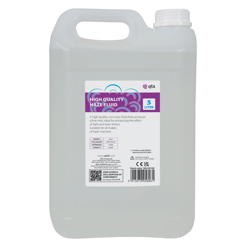 4 x QTX 5 Litres High Density Haze Fluid cans