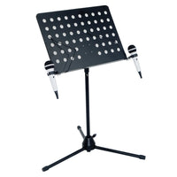 NJS Black Conductors and Sheet Music Stand With Twin Microphone Holders