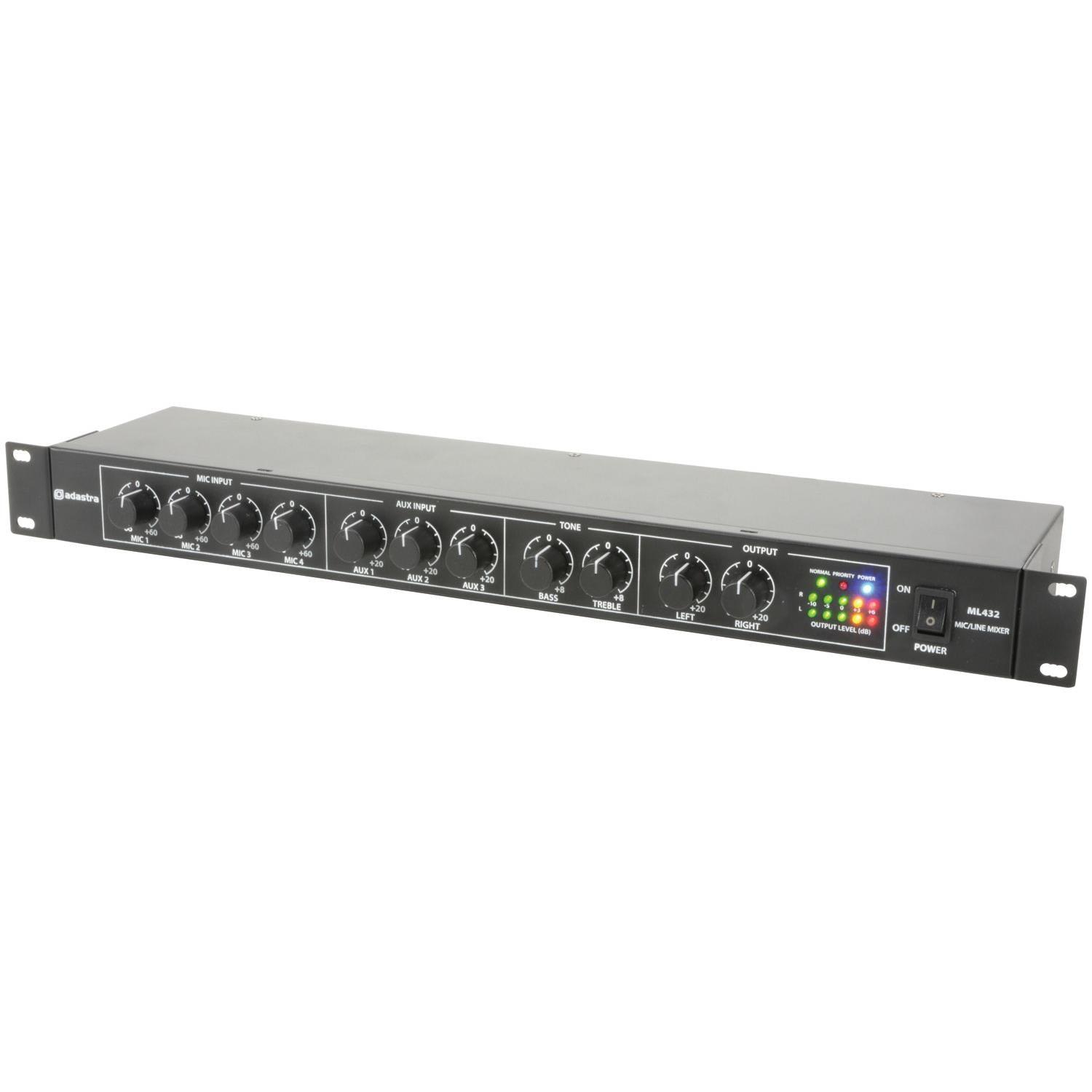 Adastra ML432 1u Mic/Line Rack Mixer - DY Pro Audio