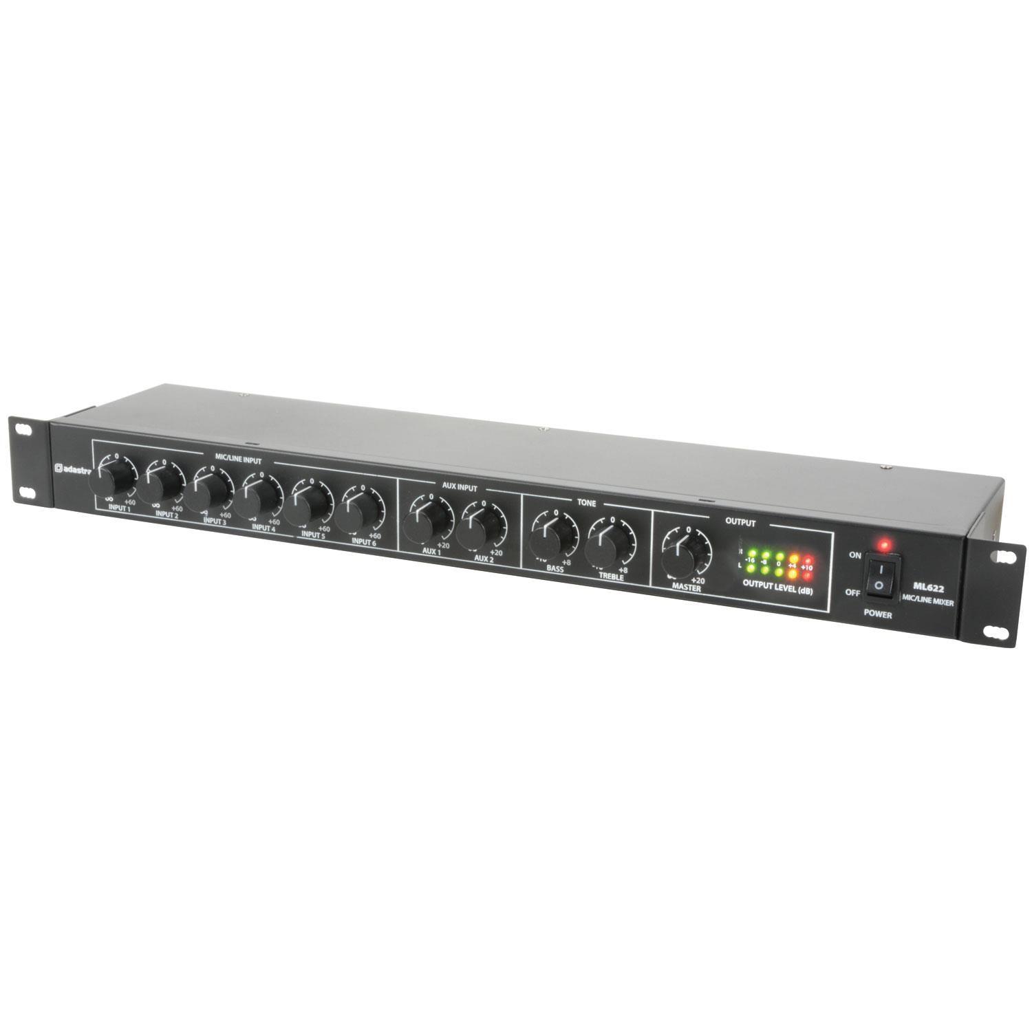 Adastra ML622 1u Mic/Line Rack Mixer - DY Pro Audio