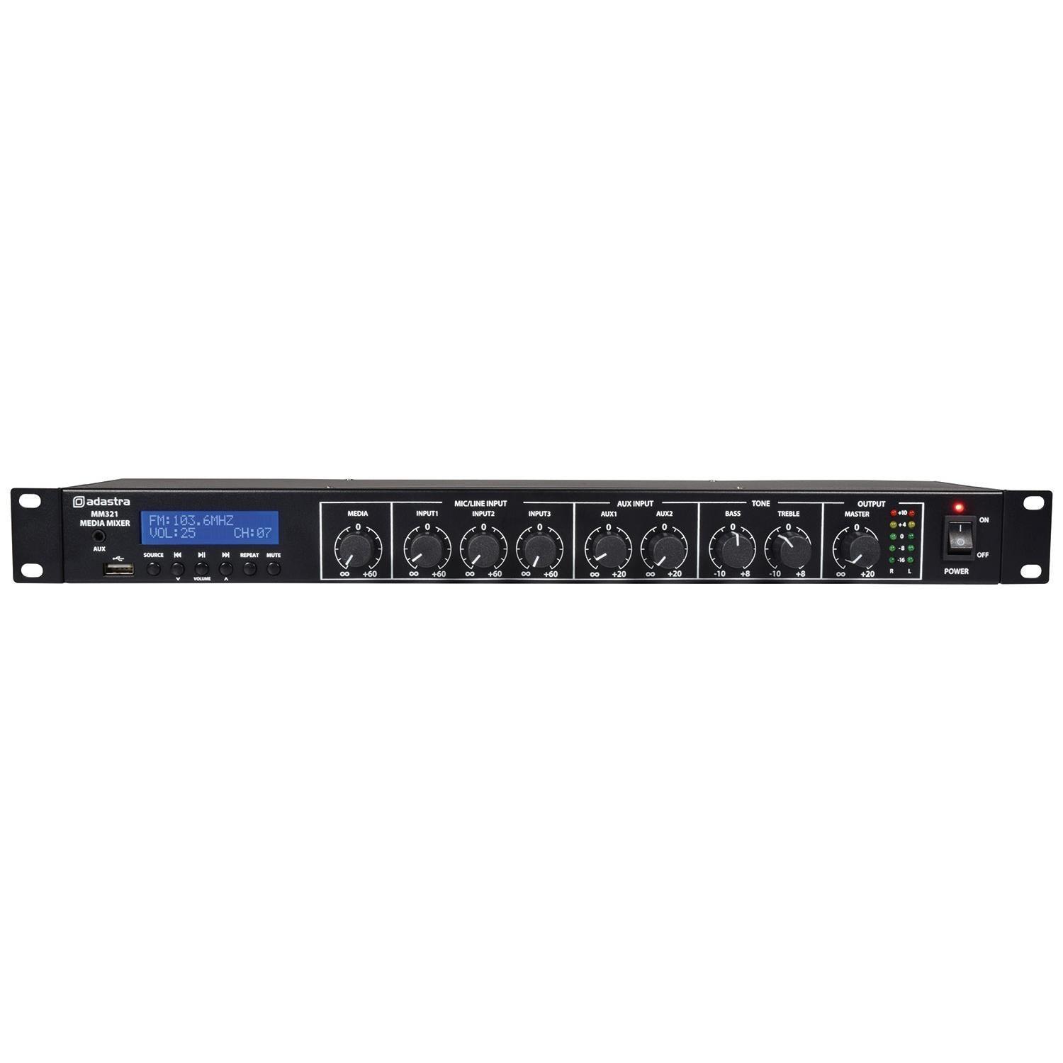 Adastra MM321 1u Rack Mixer + BT/USB/FM Player - DY Pro Audio