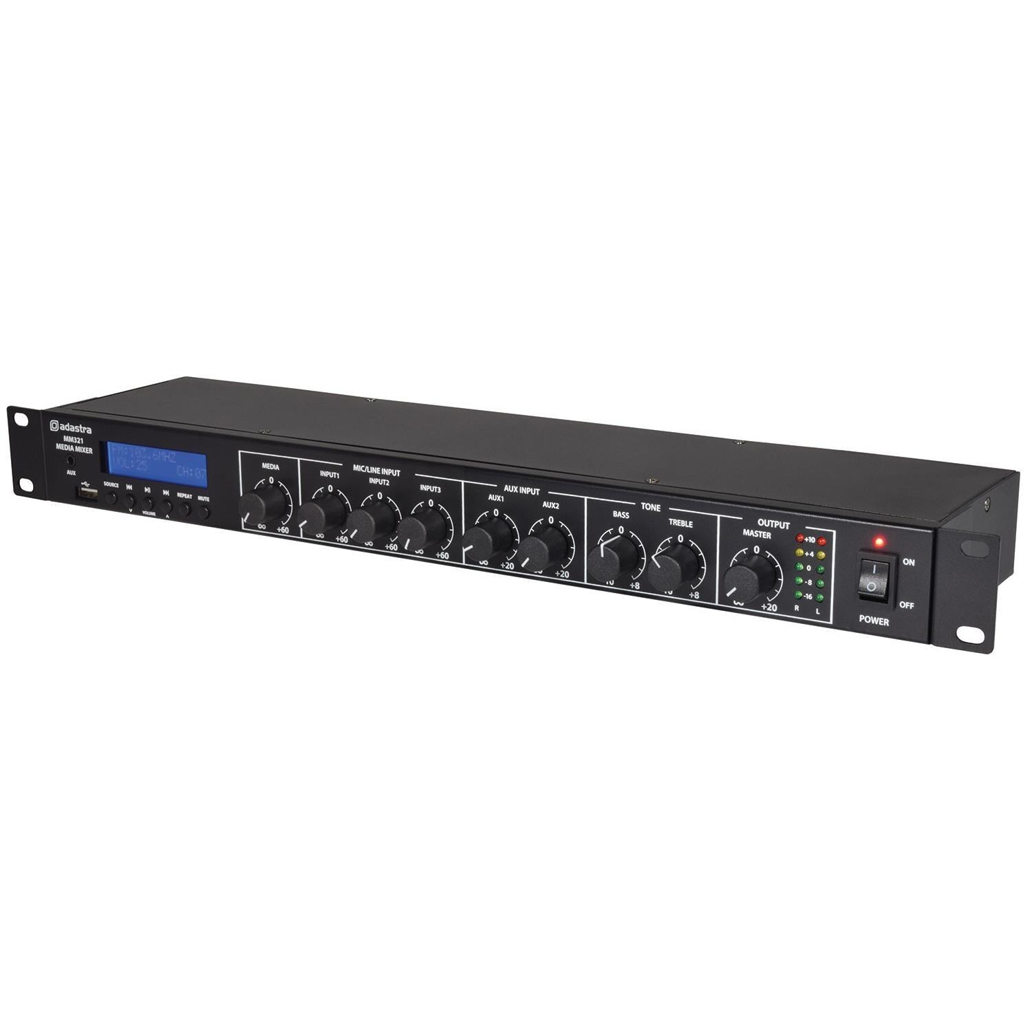 Adastra MM321 1u Rack Mixer + BT/USB/FM Player - DY Pro Audio
