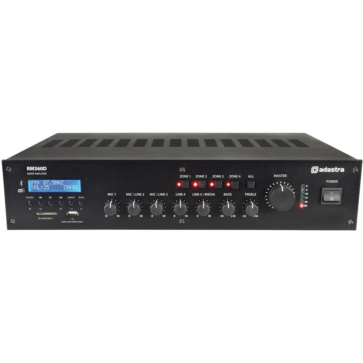 Adastra RM306 6-Zone 100V Line Mixer Amplifier with Bluetooth - DY Pro Audio