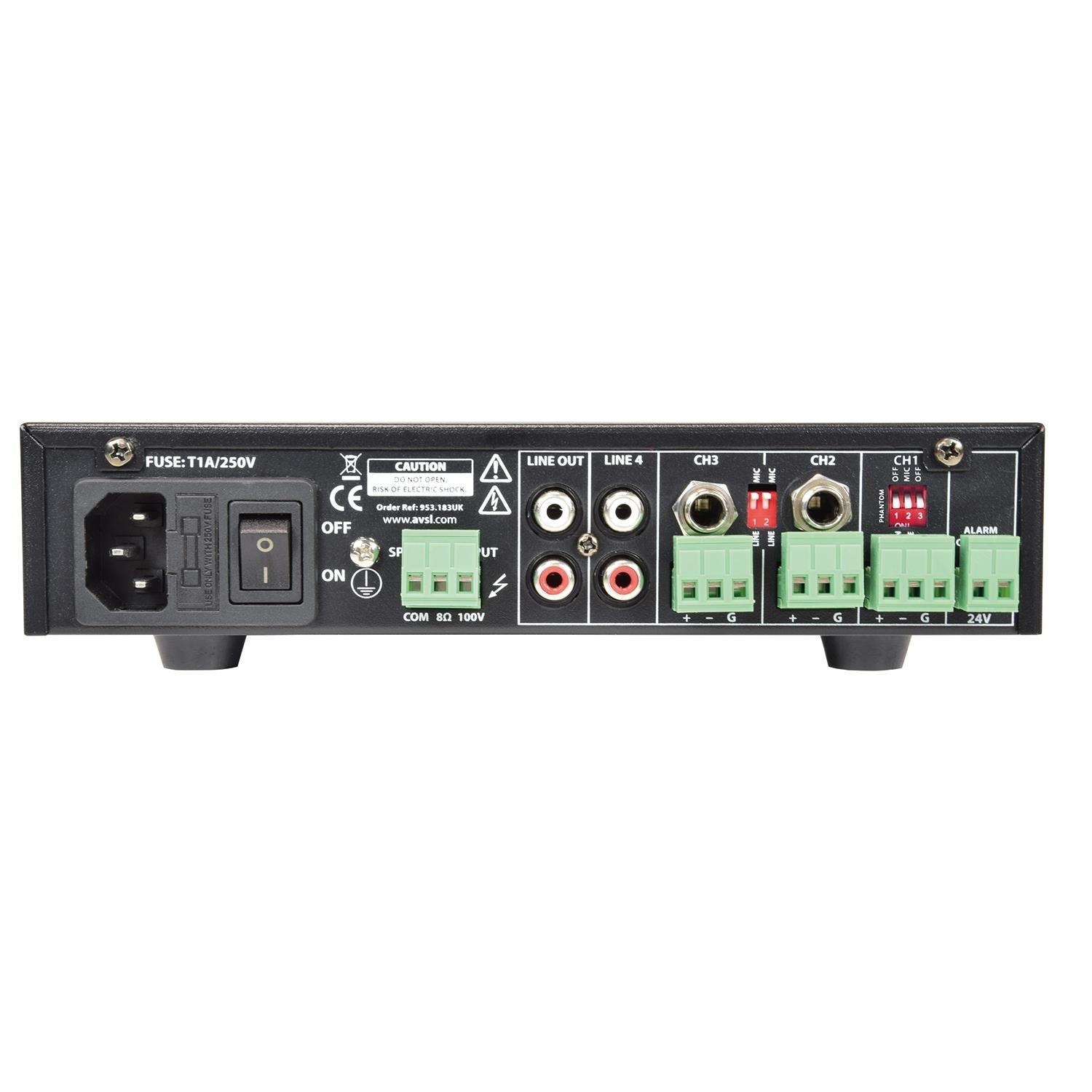 Adastra UA30 30w Compact 5 Channel 100V Mixer Amp - DY Pro Audio