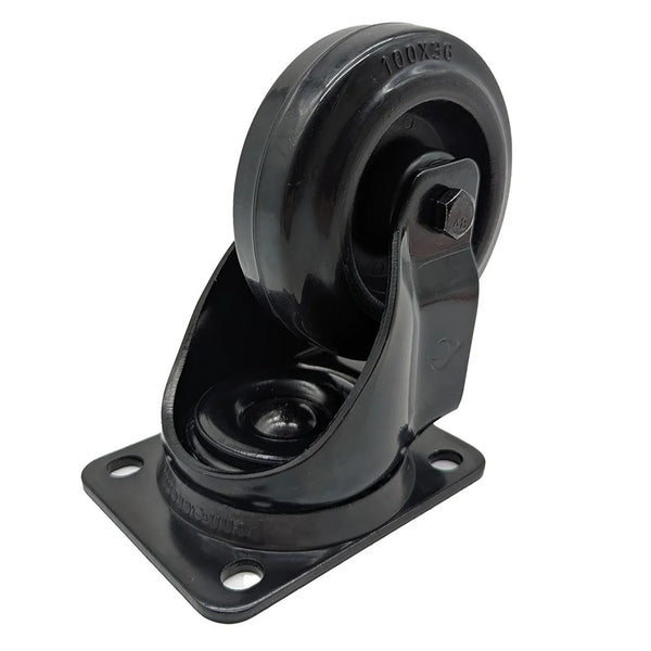 Penn Elcom 100mm Black Swivel Castor with Rubber Black Wheel
