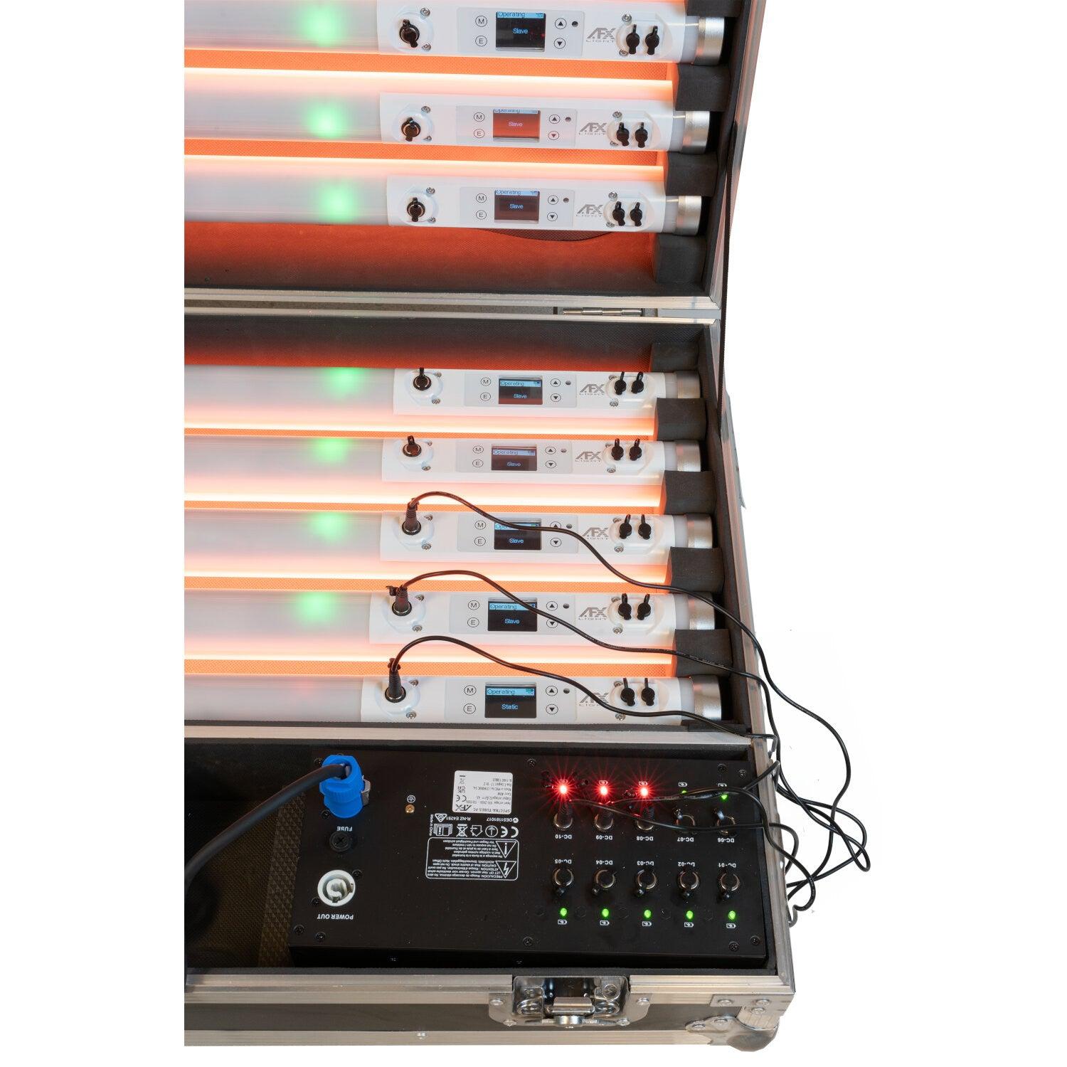 AFX SPECTRA-TUBES-FC 10 Rechargeable RGBW LED Tubes IP65 With Flight Case - DY Pro Audio