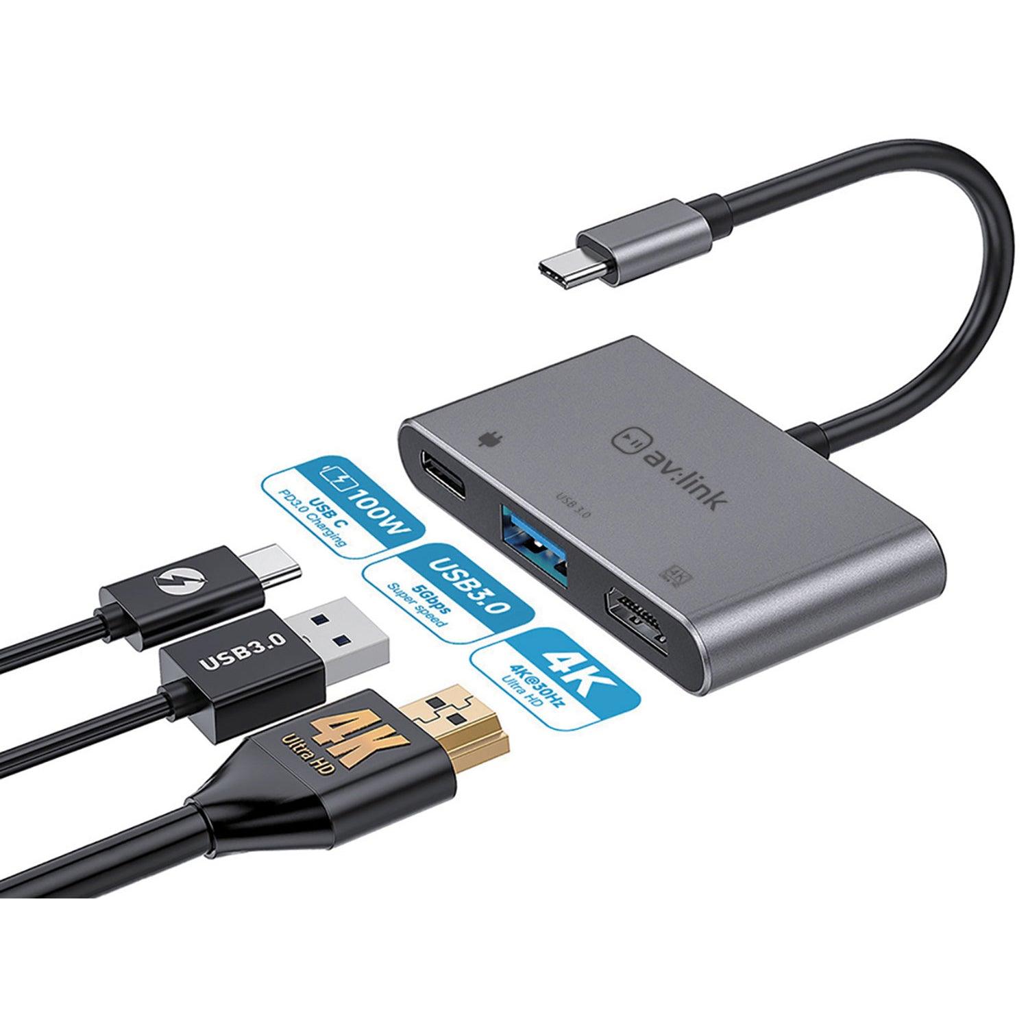 AV:Link 3 Port Slim USB3.0 Type-C Hub - DY Pro Audio