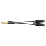 AV:Link 6.35mm Stereo Plug Male to Dual 1/4" Jack Female Headphone Audio Splitter Lead 0.2m - DY Pro Audio