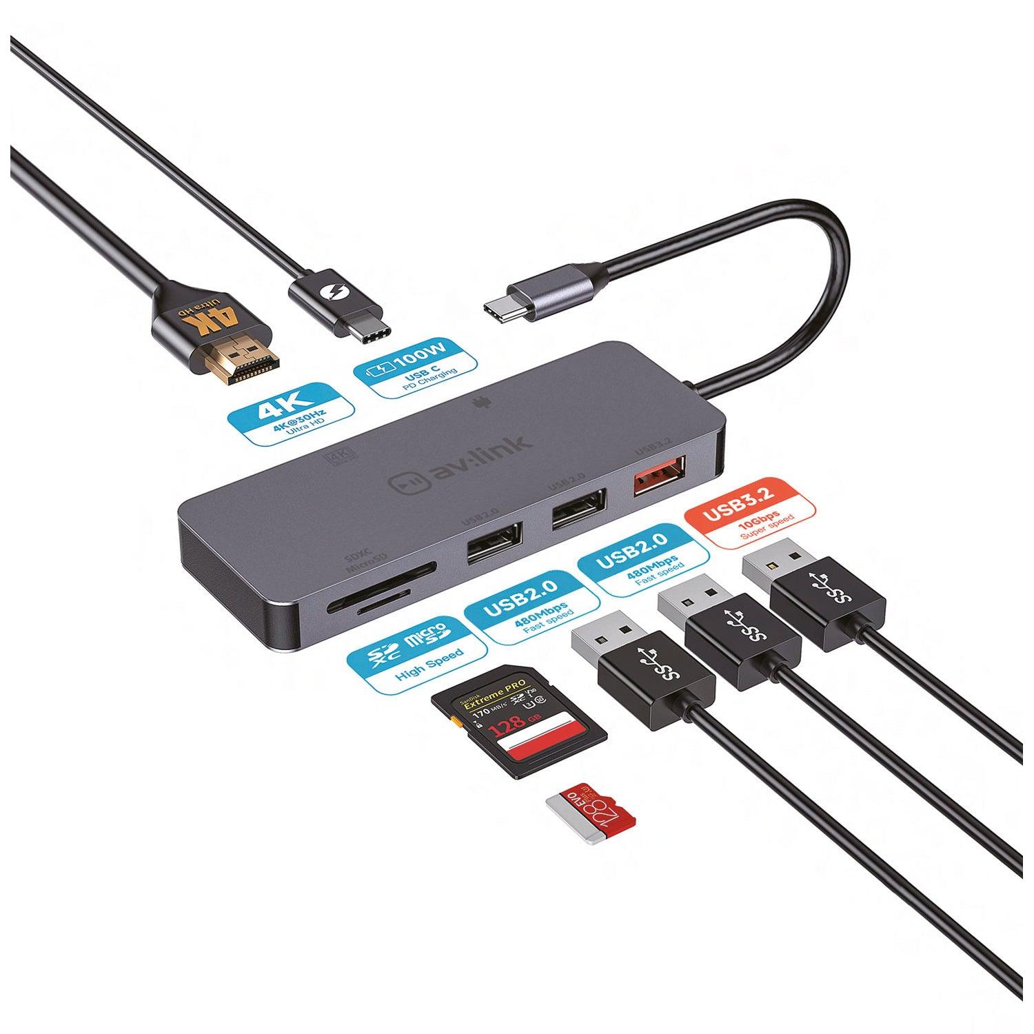 AV:Link 7 port USB3.2 Type-C Multi-Hub - DY Pro Audio